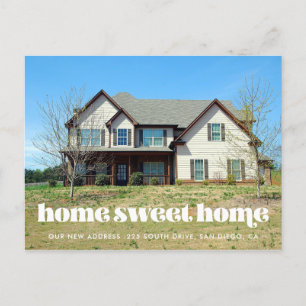 Retro script Home sweet home moving announcement Postcard