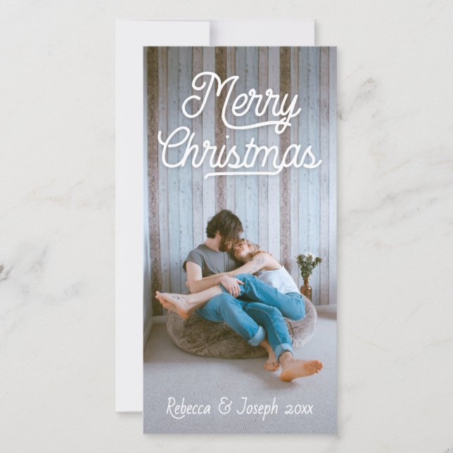 Retro Script Merry Christmas Photo (Front)
