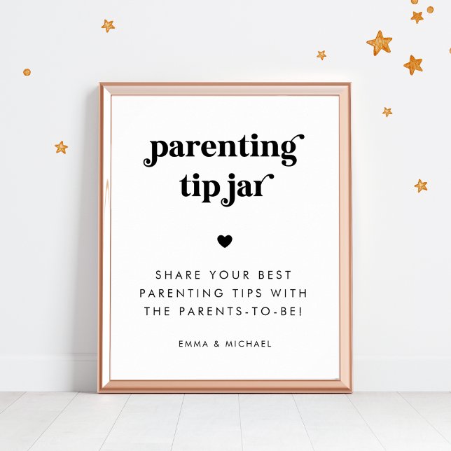 Retro Script Parenting Tip Jar Baby Shower Sign (Creator Uploaded)