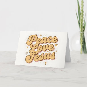 Retro Script Peace Love Jesus Christmas Holiday Card