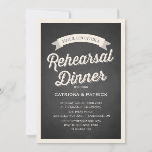 Retro Script Rustic Rehearer Dîner Invitation