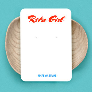 Retro Script Signature Earring Display Business Card