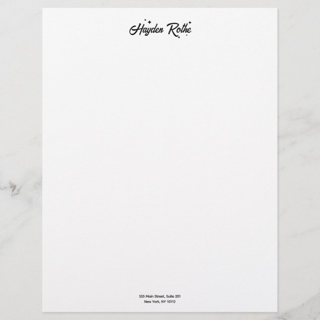 Retro Script Typography Black and White  Letterhead (Front)