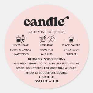 Retro Script Warning Candle Black and White  Classic Round Sticker