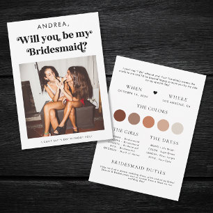 Retro Script Will You Be My Bridesmaid Proposal Invitation