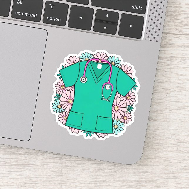 Retro Scrub Tope with Flowers  (Detail)