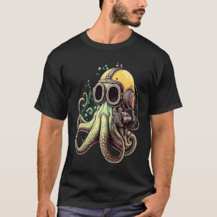 Retro Scuba Diver Weird Octopus Design Octopus Hel T-Shirt