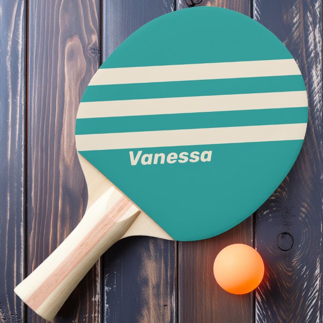 Retro Sea Breeze Three Stripes with Name Ping Pong Paddle (Creator Uploaded)