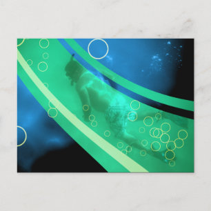 retro sea diver postcard