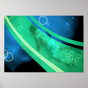 retro sea diver poster