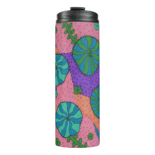 Retro Sea Garden in Orange and Purple Thermal Tumbler