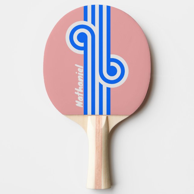 Retro Sea Kiss Loop with Name Ping Pong Paddle (Front)