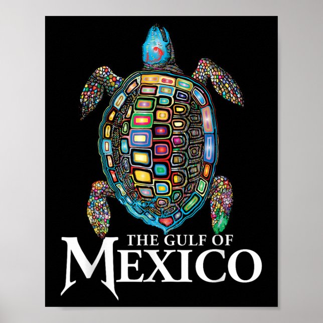 Retro Sea Turtle Gulf Of Mexico Never Forget Poster (Front)
