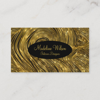 Retro, seamless, golden and black, swirls business card