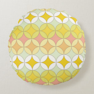 Retro seamless pattern. Disco style. Round Pillow
