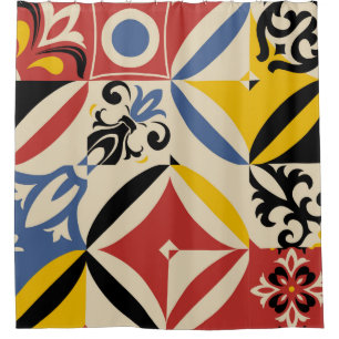 Retro seamless pattern from bright simple geometri