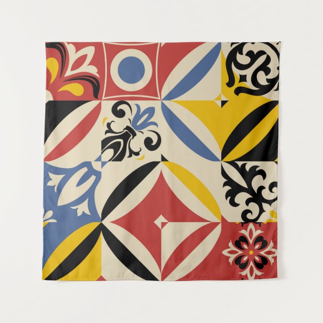 Retro seamless pattern from bright simple geometri tapestry (Front)