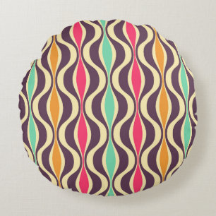 Retro seamless pattern from the 50s and 60s. Seaml Round Pillow