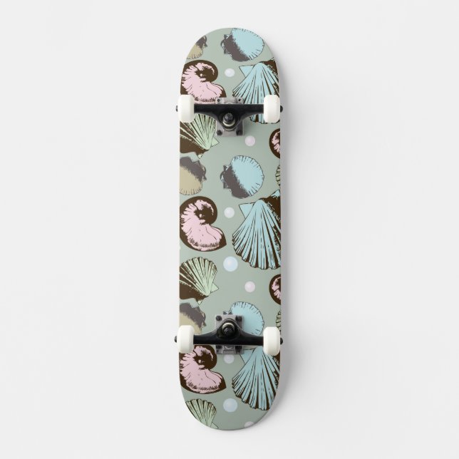 Retro Seashell Pattern Skateboard (Front)