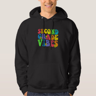 Retro second 2nd grade vibes back to school teache hoodie