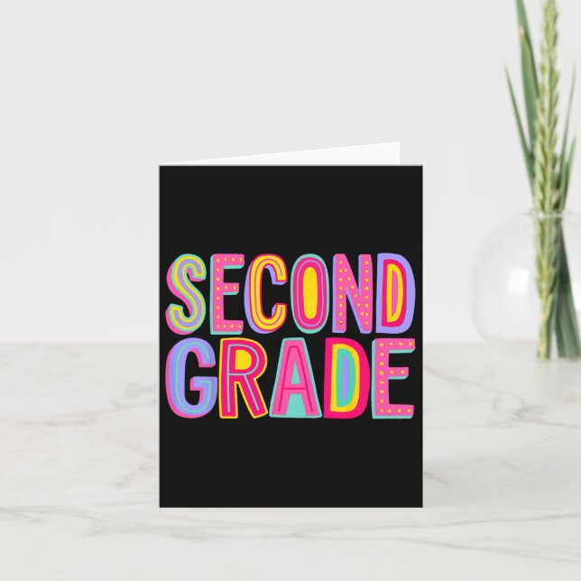 Retro Second Grade Rainbow Vibes Ck To School 2nd  Card (Front)