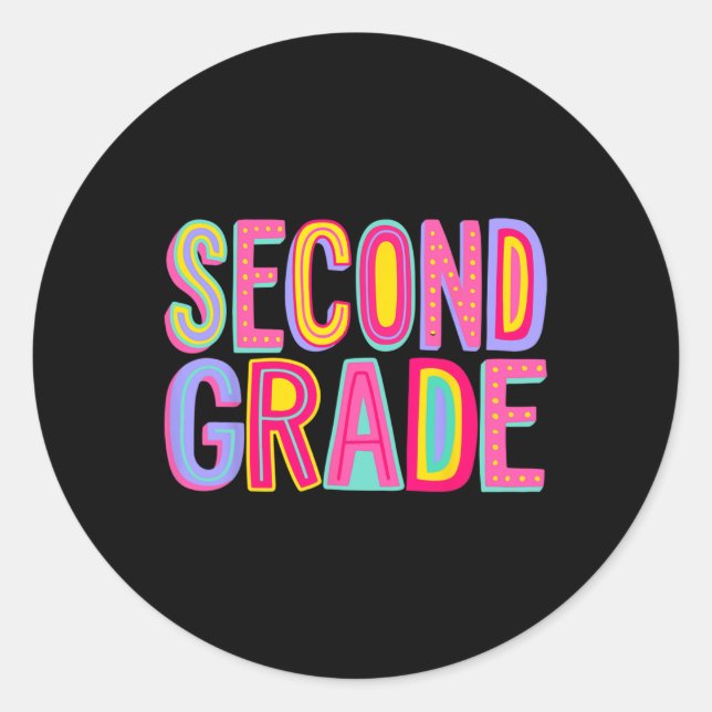 Retro Second Grade Rainbow Vibes Ck To School 2nd  Classic Round Sticker (Front)