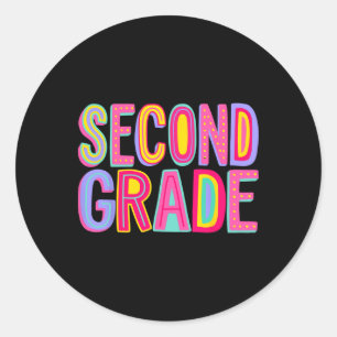 Retro Second Grade Rainbow Vibes Ck To School 2nd  Classic Round Sticker