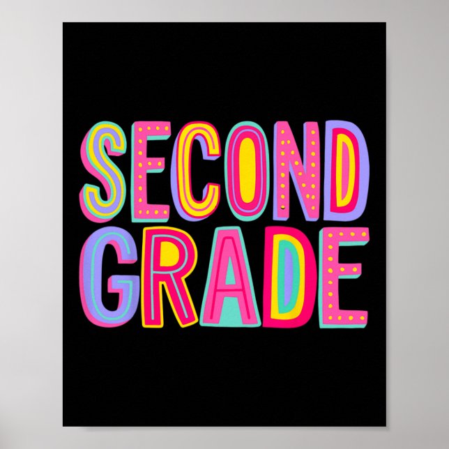 Retro Second Grade Rainbow Vibes Ck To School 2nd  Poster (Front)