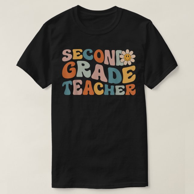 Retro Second Grade Teacher Life Colorful 2nd degre T-Shirt (Design Front)