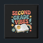 Retro Second Grade Vibes 2nd Grade Back To School  Magnet<br><div class="desc">Retro Second Grade Vibes 2nd Grade Back To School Groovy</div>