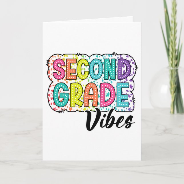 Retro Second Grade Vibes Ck To School 2nd Grade Dr Card (Front)