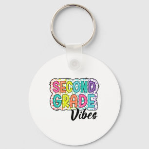 Retro Second Grade Vibes Ck To School 2nd Grade Dr Keychain