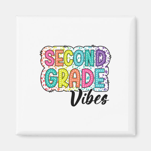 Retro Second Grade Vibes Ck To School 2nd Grade Dr Magnet (Front)