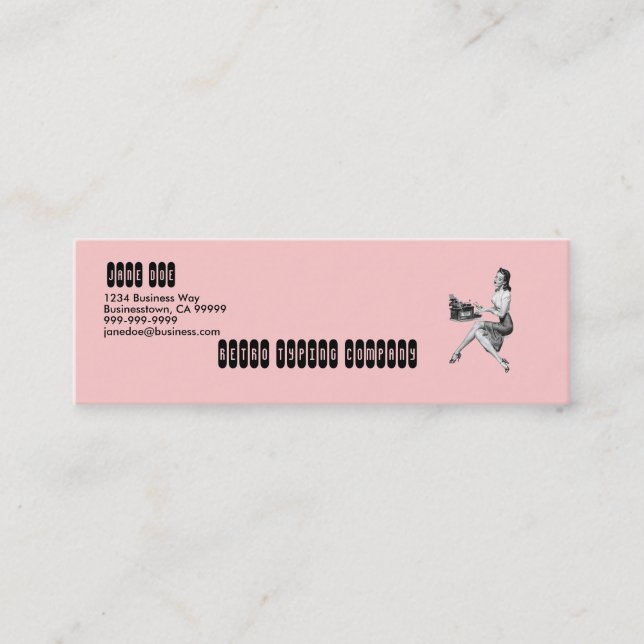 Retro Secretary Mini Business Card (Front)