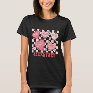 Retro Secretary Valentine Heart School Front Offic T-Shirt