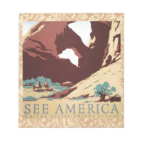Retro See America Western Cowboys Desert Arch WPA