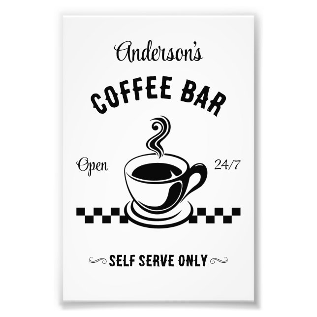Retro Self Serve Coffee Bar Photo Print (Front)