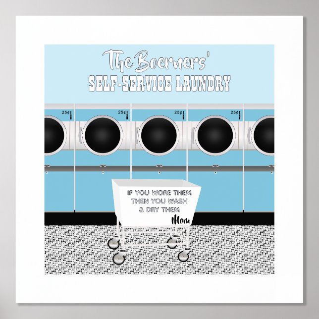 Retro Self-service Laundry They Do The Work Foil Prints (Front)