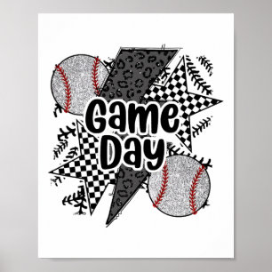 Retro Sell Game Day Chequered Leopard Sell Mama Mo Poster