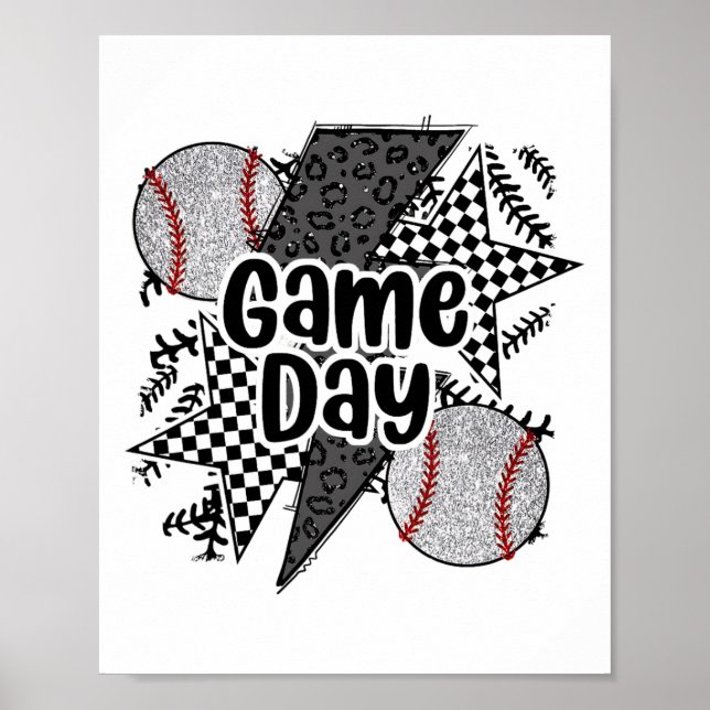 Retro Sell Game Day Chequered Leopard Sell Mama Mo Poster (Front)