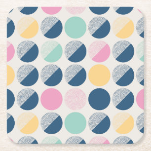 Retro Semi-Circle Pattern Square Paper Coaster