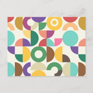 Retro Semi Circle Textile Pattern Postcard