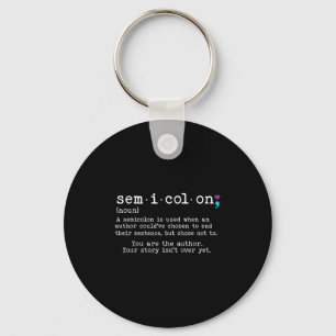 Retro Semicolon Definition Suicide Prevention Awar Keychain