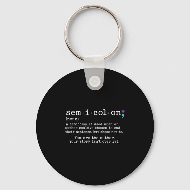 Retro Semicolon Definition Suicide Prevention Awar Keychain (Front)