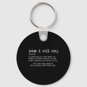 Retro Semicolon Definition Suicide Prevention Awar Keychain