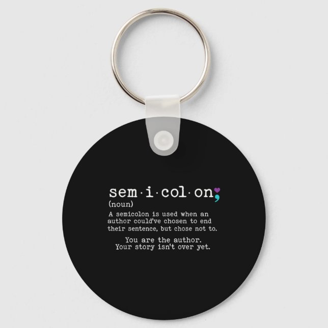 Retro Semicolon Definition Suicide Prevention Awar Keychain (Front)