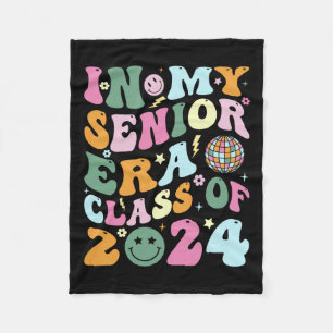 Retro Senior 2024 Class Of 2024 Graduate In My Sen Fleece Blanket