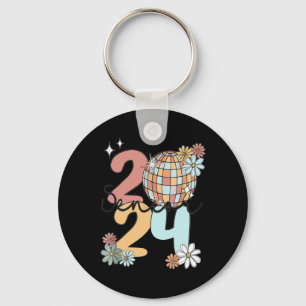 Retro Senior 2024 Disco Ball Class Of 2024 Graduat Keychain