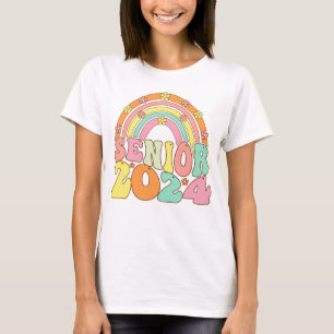 Retro Senior 2024 Groovy Class Of 2024 Graduation  T-Shirt