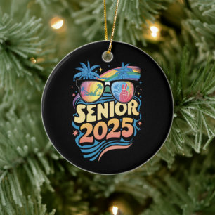 Retro Senior 2025 Class Of 2025 Graduation Ceramic Ornament